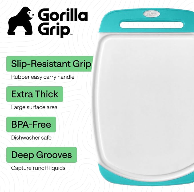 GORILLA GRIP BPA-Free Reversible Kitchen Cutting Board Set of 3, US Designed - Image 2