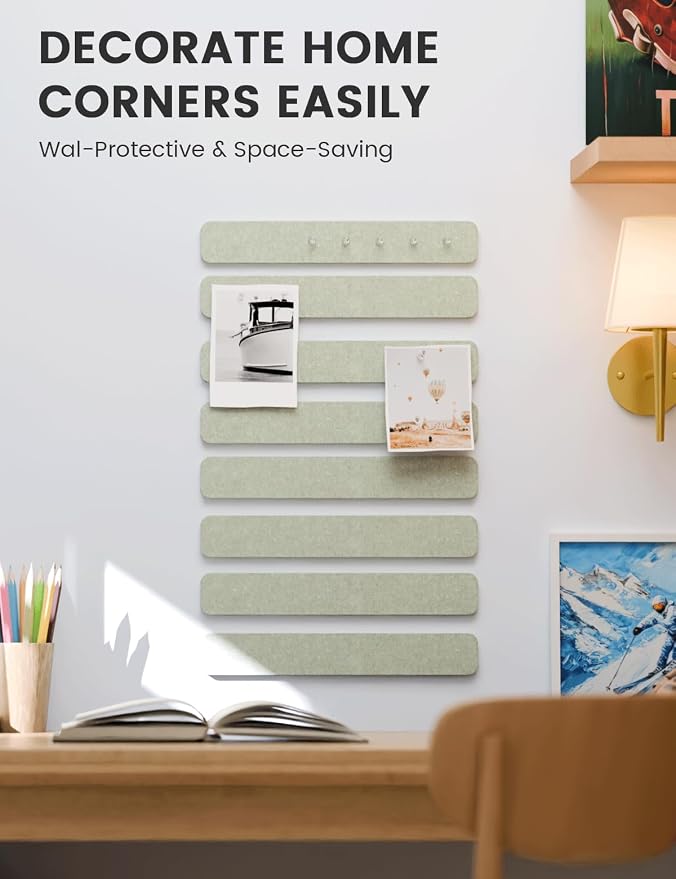 Fluxynara Cork Board Alternative Felt Strip Board 8-Pack 13"x2", Office Pin - Image 2