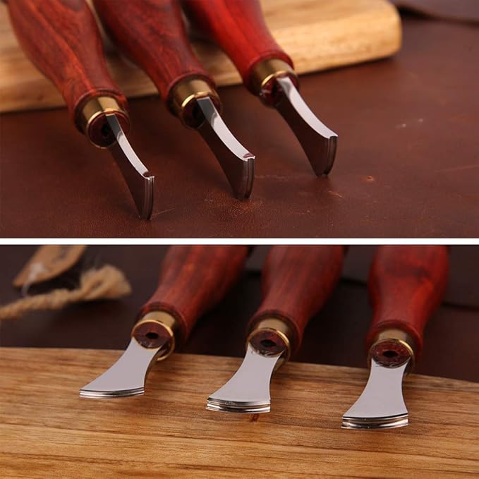 UOOU 4 PCS Leather Edge Creaser,1.0/1.5/2.0/2.5mm Professional Leather Tool,Edge Creaser Stainless Steel Red Wood Handle Tool for Beginners DIY Leather Craft