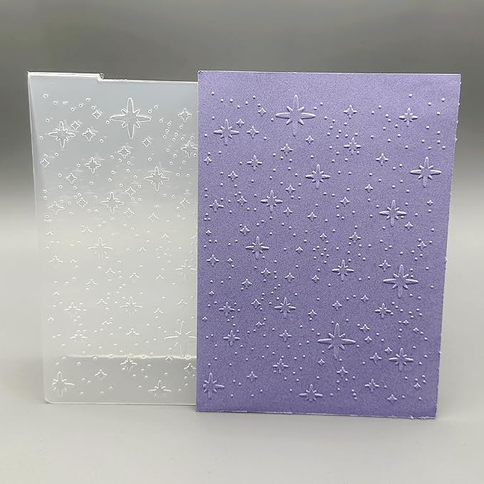 3D Plastic Embossing Folder Template Beautiful Stars Texture 4.13x5.71 Inch by Unknown