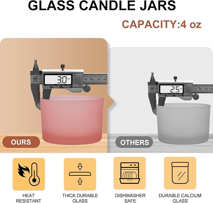 SHOWIN Thick Candle Jars for Making Candles 16 Pcs, 4 OZ Empty Jars - Image 2