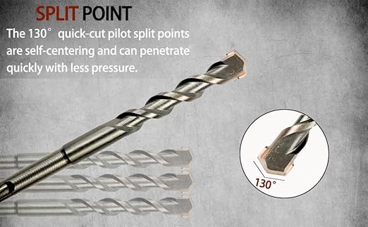 Direko SDS Plus Rotary Hammer Drill Bits 5-Piece Carbide-Tipped for Masonry，Concrete,Brick Granite etc (HD-A1/4 x8)