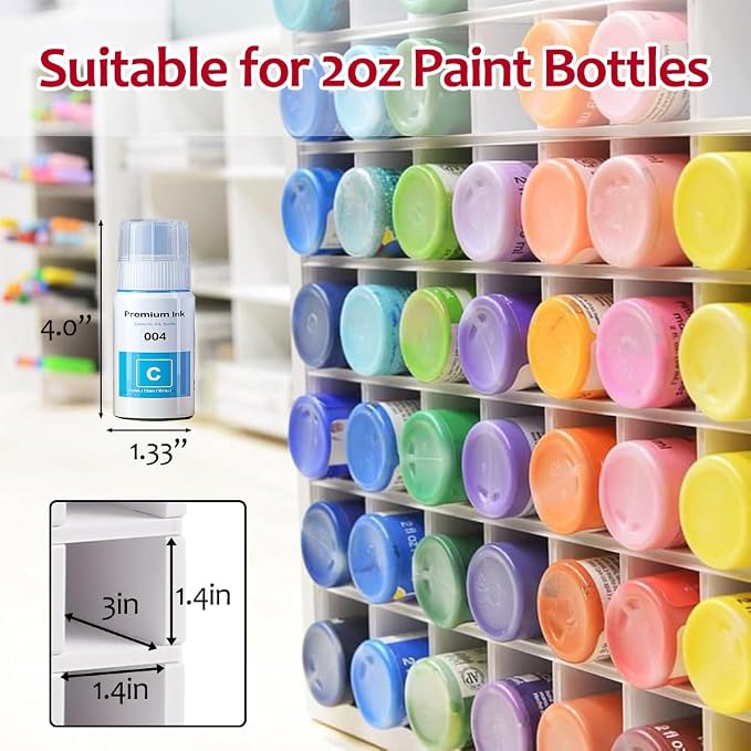 GRETJOB 64 Grids Paint Organizer, Wall Mountable Craft Paint Storage Rack - Image 2