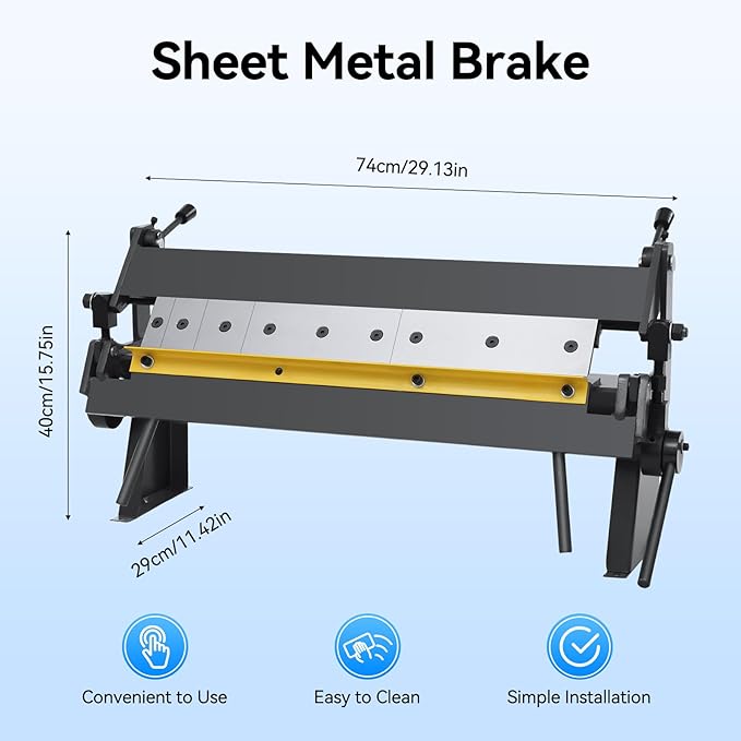 Pan and Box Brake,24 Inch Sheet Metal Bender,0-135° Bending Precision Solid Construction Sheet Metal Brake with 5 removable Fingers,Industrial Sheet Metal Hand Brake for Shear,Bending,Rolling
