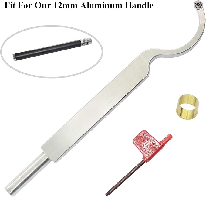 Swan Neck Hollower 10 Inches Wood Turning Tool Carbide Tipped Lathe Chisel Tool Bar with Ci5 8.9mm Round Carbide Insert Cutter for Wood Hobbyist or DIY or Carpenter