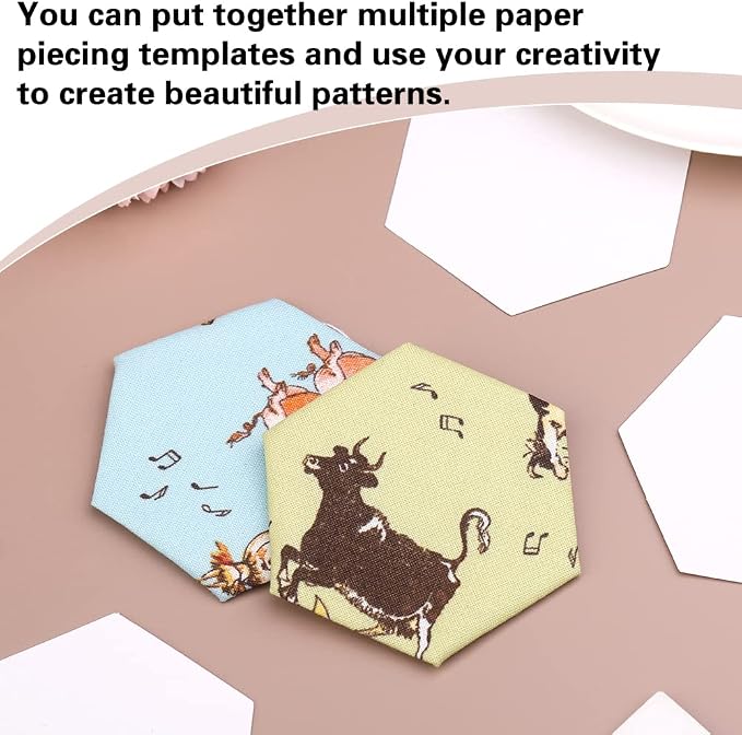 200 Count Paper Piecing Shapes Hexagon Paper Piecing Templates Quilting - Image 6