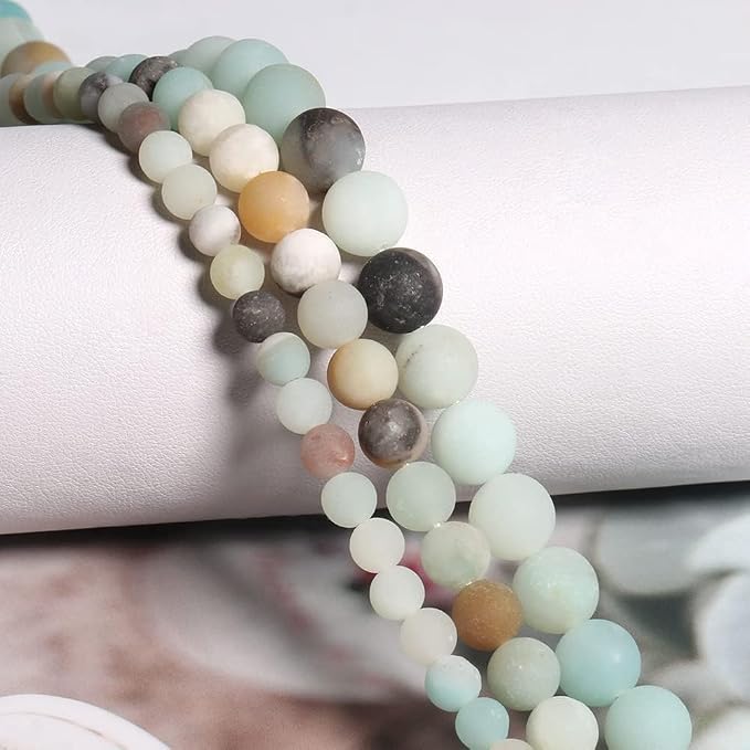 36pcs Natural Matte Amazonite Gemstone Beads，10mm Frosted Round Loose Stone - Image 7