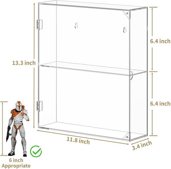 NIUBEE Acrylic Display Case, Wall Mounted or Desktop Dustproof Display Cabinet - Image 5