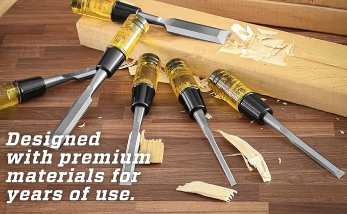 Buck Brothers 120105BC 3/4" Wood Chisel Made in USA, For Paring and Finishing Cuts in Carpentry and Woodworking, Tempered Tool Steel Blade, Mallet-Safe Handle