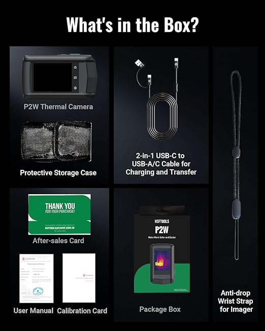 P2W 640x480 Super Resolution Thermal Camera with Dual-Camera, 256x192 IR Resolution Thermal Imaging Camera, 3.5" Touch Screen,Wi-Fi,8MP Visible Camera, Video and Audio Recording