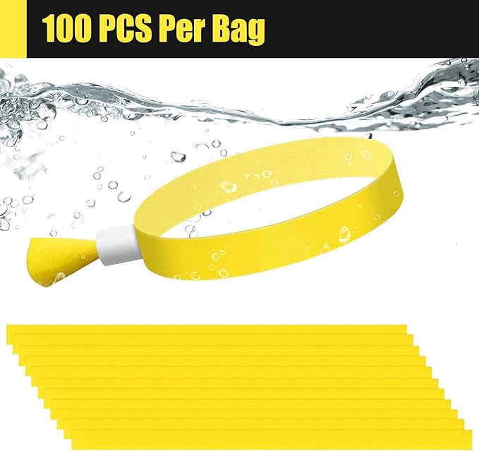 100 Pcs Cloth Event Wristbands, Event Wristbands, Colored Wrist Bands for Events, for Lightweight Concert Wrist Strap for Activities, Party Bracelets for Events (Color : Yellow)