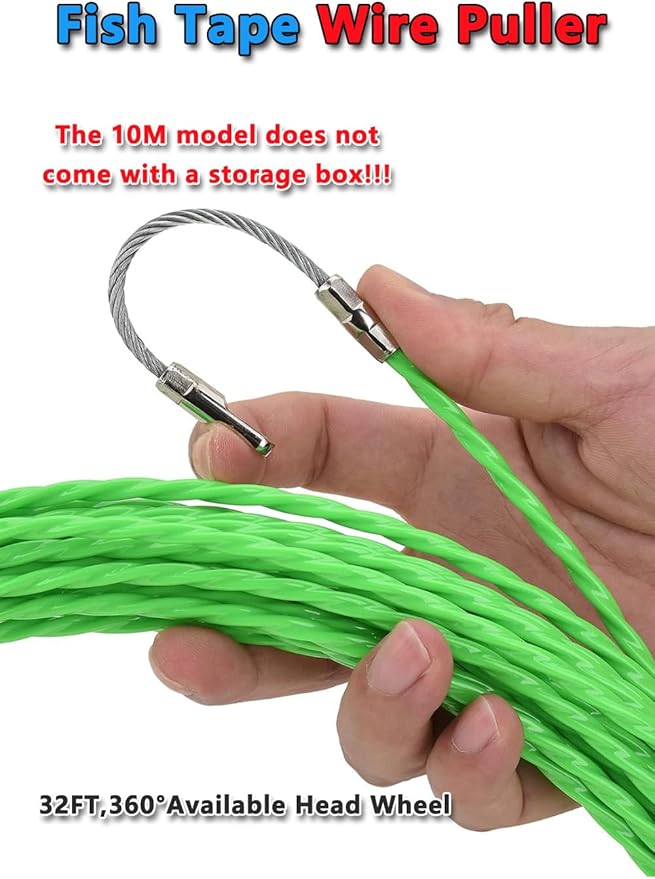 32FT Professional Flexible Wire Rodding Guide Kit for Electrical Wiring Installation 【 10M*4.5mm】