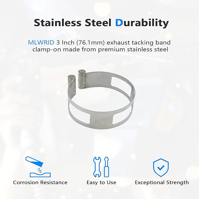 3 Inch (76.1mm) Stainless Steel Welding Tacking Band Clamp,Clamp-On Exhaust Pipe Tacking Band for Welding Fabrication