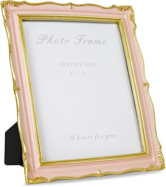 Cuspin 8x10 Vintage Picture Frame Pink and Gold Frames, Elegant Ornate Pink by Cuspin