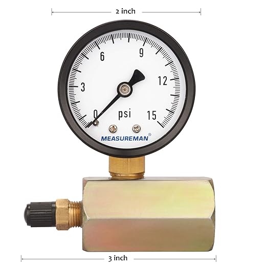 MEASUREMAN 2" Steel Gas Pressure Test Gauge Assembly, 3/4" FNPT Connection, 0-15psi, +/-3-2-3% Accuracy