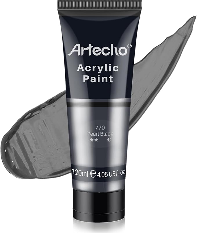 Artecho Black Acrylic Paint, Pearl Black Tubes, Art Craft Paints by Artecho
