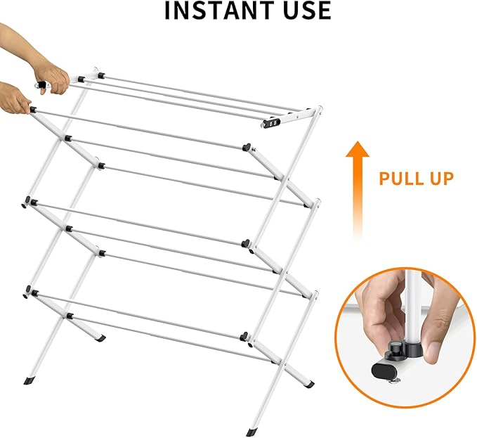 Foldable Drying Rack Clothing,Clothes Drying Rack Folding Indoor and Outdoor Rack,Laundry Drying Rack Collapsible-Black+White