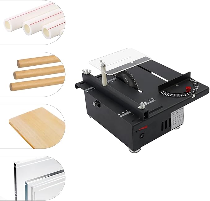 3000RPM Portable Sliding Cut-Off Table Saw | 0-90° Adjustable Mini Cutter for Wood, Plastic & Model Crafts | DIY Woodworking Tool