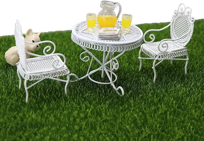 Dollhouse Miniature Bistro Table & Chairs Set Accessories Metal 1:12 Scale - Image 2