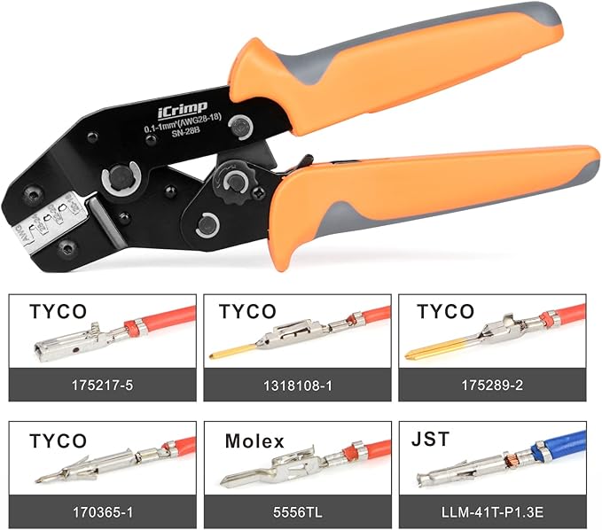 iCrimp SN-28B Dupont Crimping Tool for 3.96mm, 2.54mm, 2.5mm Pitch Dupont, JST XH VH Connectors, AWG 18 to 28