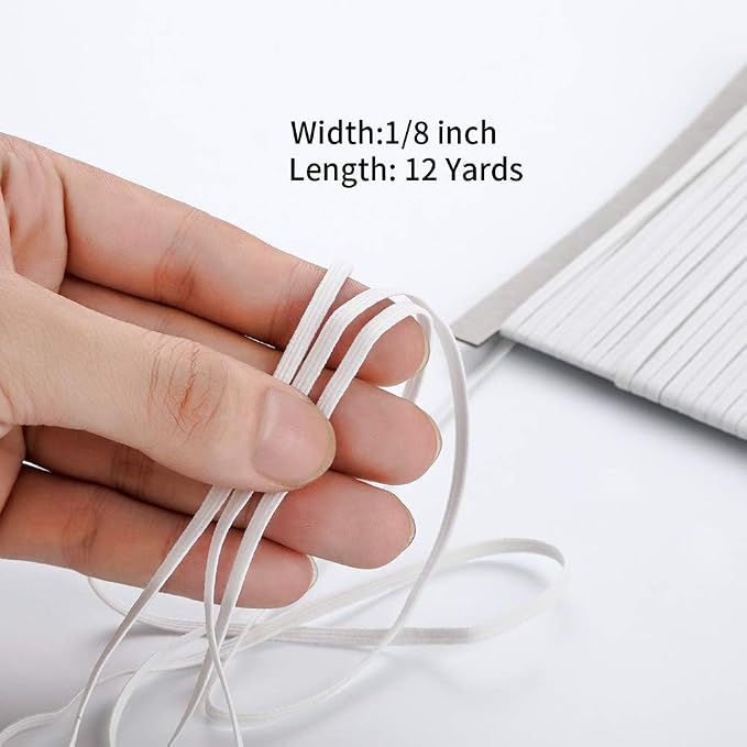 Elastic Band for Sewing, 1/8 Inch x 12 Yard High Elasticity Sewing Elastic - Image 2