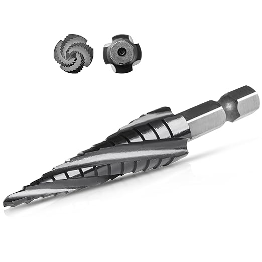 Cobalt M35 Step Drill Bit 1/8" to 1/2", TiAlN Coating 4 Spiral Flute Step Bit for Stainless Steel, Metal, Aluminum, Plastic