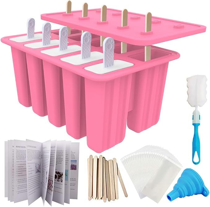 Miaowoof Homemade Popsicle Molds, 10-Cav Non-BPA Silicone Ice Pop Maker by Miaowoof