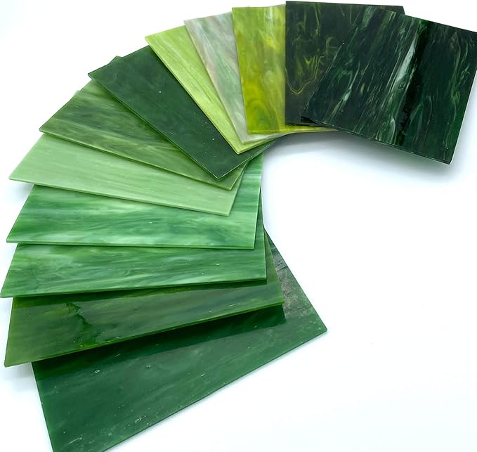 LITMIND 12 Sheets Green Stained Glass Sheets – 4 x 6 Inch Assorted Opaque Art - Image 6