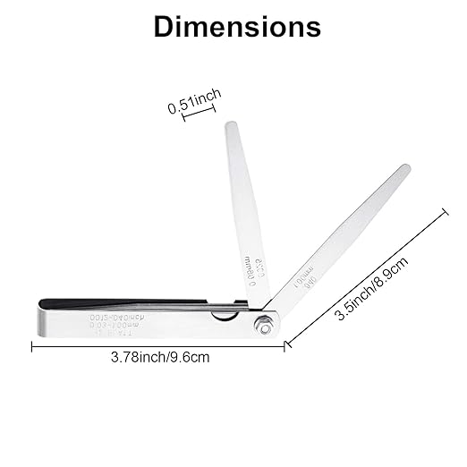 Hotop 32 Blades Steel Feeler Gauge Tapered Feeler Gauge Set Stainless Steel Dual Marked Metric and Imperial Measuring Tool for Measuring Gap Thickness or Width(0.03-1 Mm)