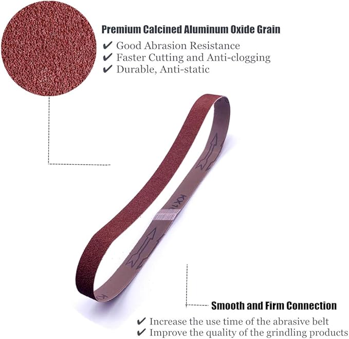 3/8 Inch x 13 Inch Sanding Belt, 80 Grit Aluminum Oxide Sanding Belts, Premium Sandpaper for Air Belt Sander, 24 Pack(3/8x13in,80 grit)