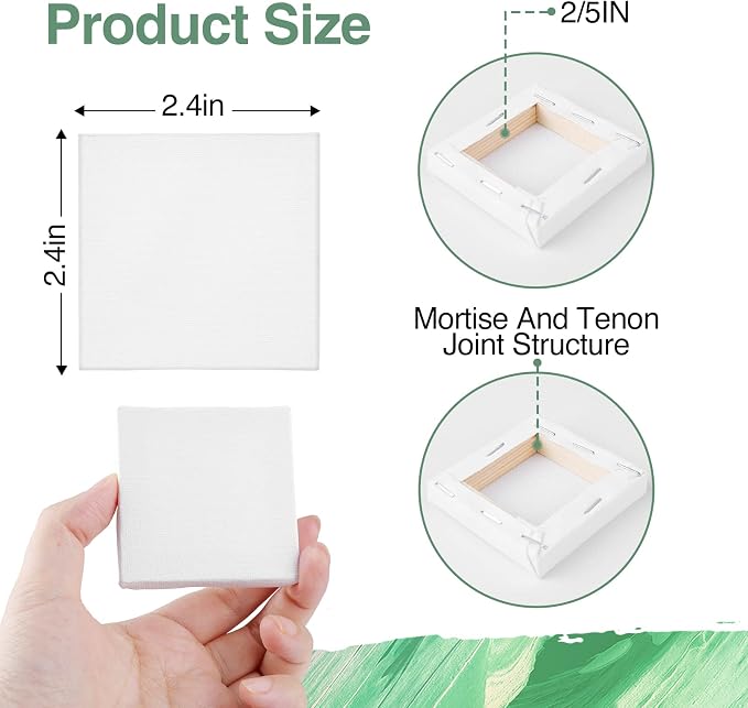 ESRICH Mini Canvas 40Pack 2.4x2.4inch, 2/5''Profile Art Primed Mini Canvases - Image 2