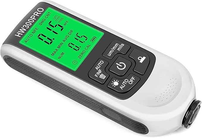 Paint Thickness Gauge Meter Fe/NFe Probe Coating Thickness Gauge Professional Multifunctional Car Paint Depth Gauge Test Precise HW-300PRO for Car Automatic Detection(black) (white)
