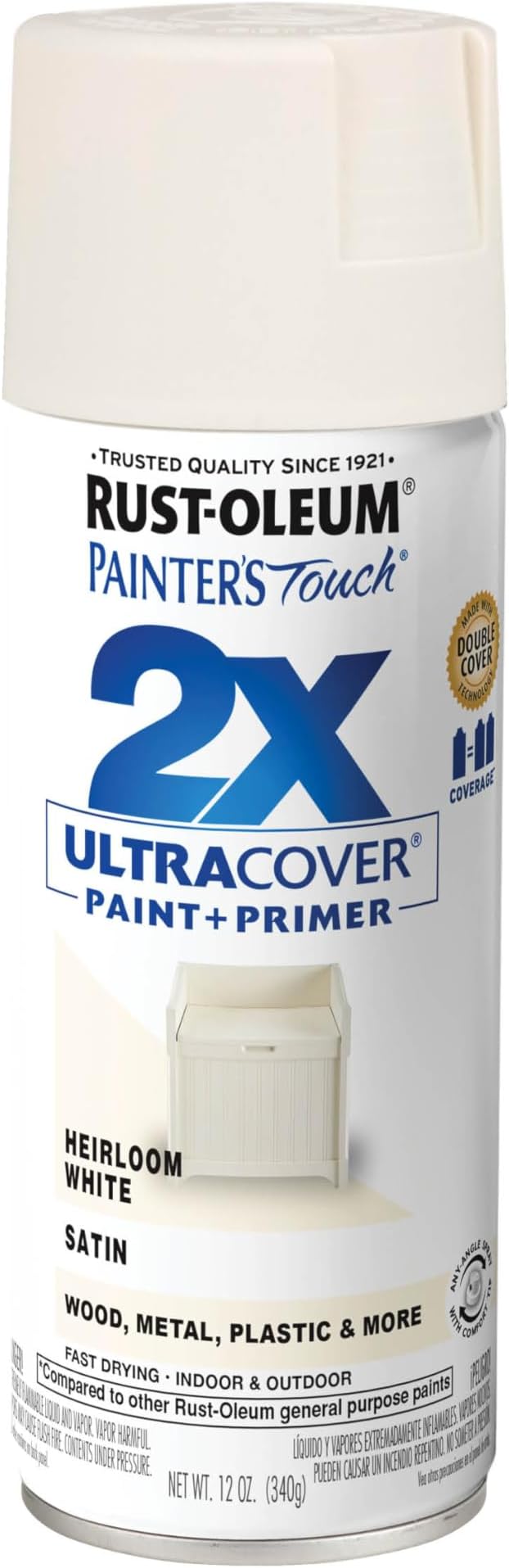 Rust-Oleum Painter's Touch 2X Ultra Cover Spray Paint, Satin Heirloom White | by Rust-Oleum