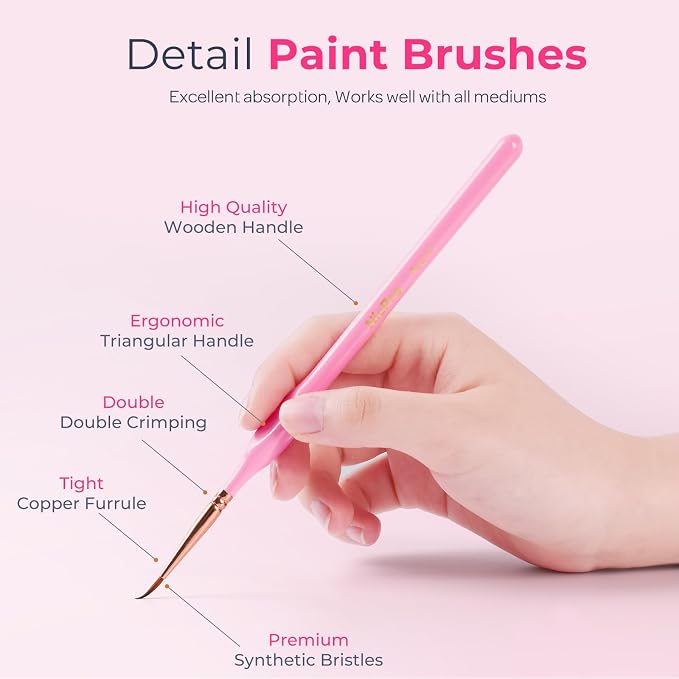 Nicpro 21PCS Fine Detail Paint Brush Drybrush Set, Aesthetic Pastel Fine Tip - Image 3