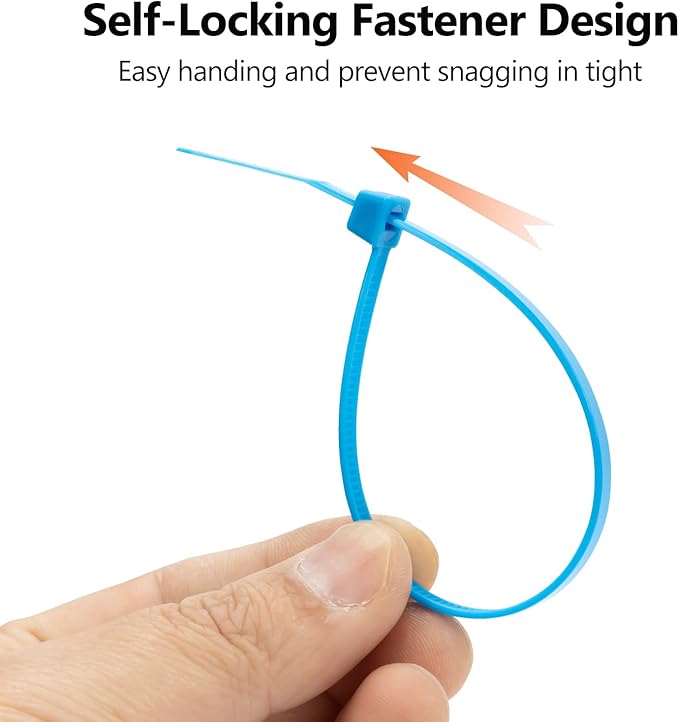 XINGO 1000 PCS 4 inch Cable Zip Ties, 18lb Strength, Small Tie Wraps Self-Locking Nylon Zip Ties for Indoor and Outdoor Use (Blue)