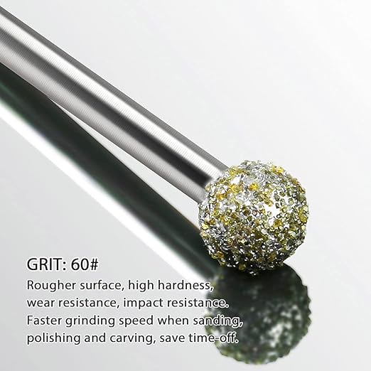 60 Grit Diamond Grinding Bits Compatible with Dremel Rotary Tool, 20 Pcs Stone Carving Diamond Drill Bits with 1/8 Inch Shank for Stone Carving, DIY Grinding, Polishing, Engraving