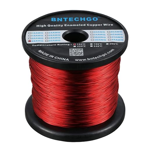 BNTECHGO 22 AWG Magnet Wire - Enameled Copper Wire - Enameled Magnet Winding Wire - 5 lb - 0.0256" Diameter 1 Spool Coil Red Temperature Rating 155℃ Widely Used for Transformers Inductors
