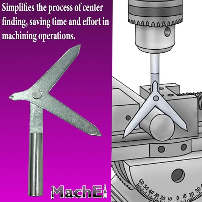 MachEl Round Bar Center Finder 3/8" Shank Tool for Milling Machine