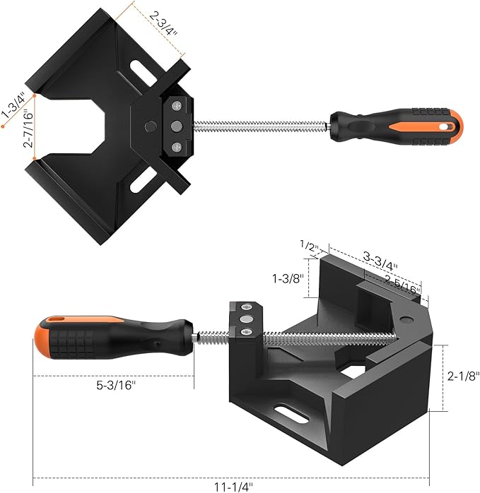 Right Angle Clamp, Housolution [4 PACK] Single Handle 90° Aluminum Alloy Corner Clamp, Right Angle Clip Clamp Tool Woodworking Photo Frame Vise Holder with Adjustable Swing Jaw - Black