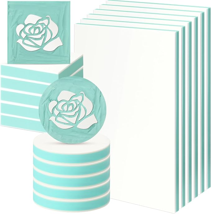 Innconee 18 Pcs Rubber Stamp Carving Blocks Linoleum Blocks 4"x6" and 2"x2" by Innconee