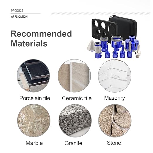 SHDIATOOL Diamond Drill Core Bits Kit Hole Saw Sets Diamond Drill Mould Guide for Drilling Porcelain Tile Marble Ceramic Granite with Hollow EVA Guide Jig 10pcs(6/8/10/25/35/50/65/10MM/2inch/HEX)