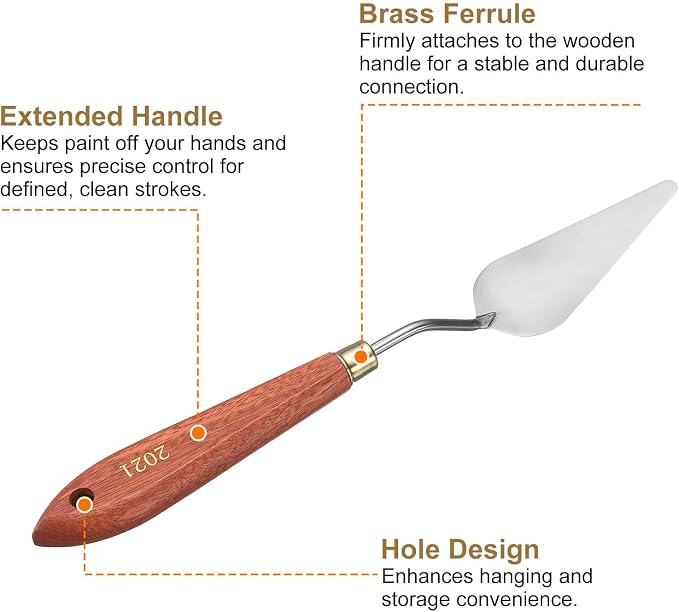 HARFINGTON Palette Knife Painting Tool 2.95" x 1.3" Stainless Steel Teardrop - Image 5