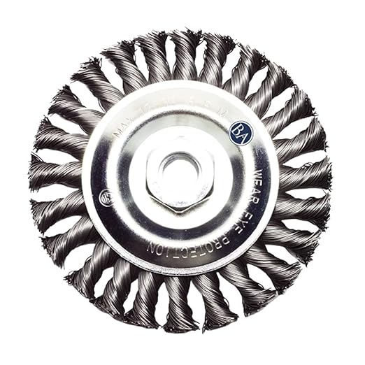 Benchmark Abrasives 5" x 1/2" Standard Twist Knot Wire Wheel with 5/8"-11 Thread, for Weld Cleaning, Weld Spatter Removal, Deburring, Use with Angle Grinders - Carbon Steel (5" x 1/2")