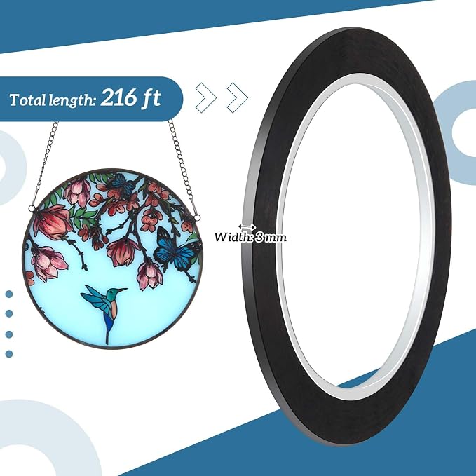 Innconee Black Thin PET Stained Glass Lead Lines 3mm 216ft - Image 2