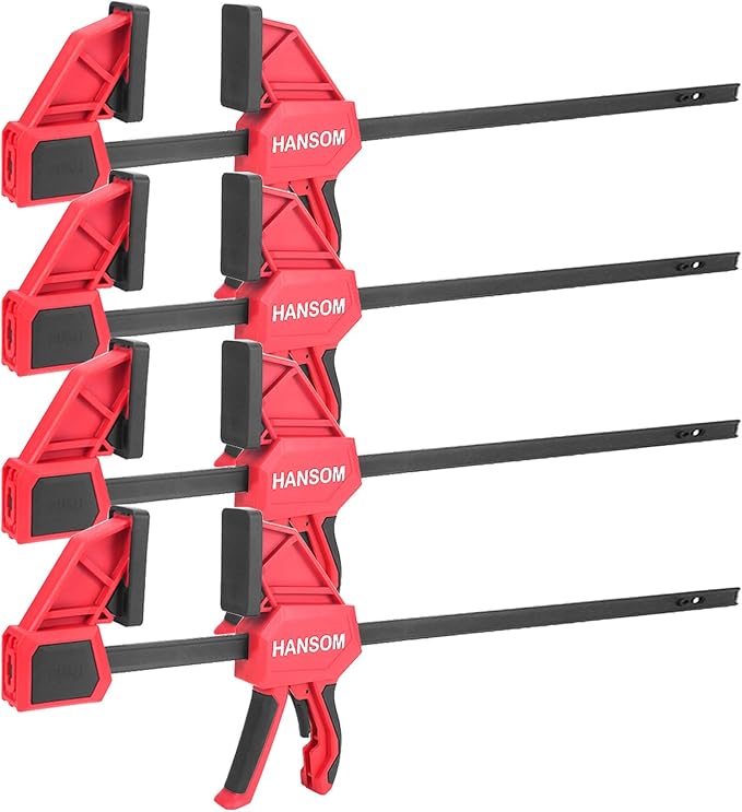 Upgraded 4-Pack 24 Inch Woodworking Clamps,Bar Clamps Heavy Duty 350LBS Throat Depth 3-1/3”,One-Handed Quick Grip/Spreader Wood Clamps Set with Quick Change Button