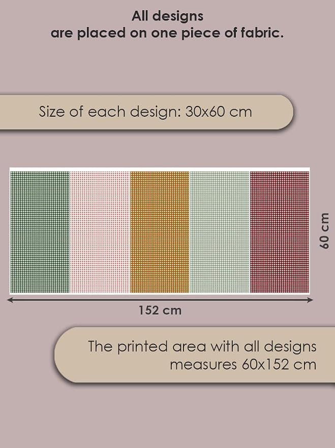 Gingham Cotton Fabric Bundle, 5 Coordinating Checkered Fabric Panels, 23.6 x - Image 5
