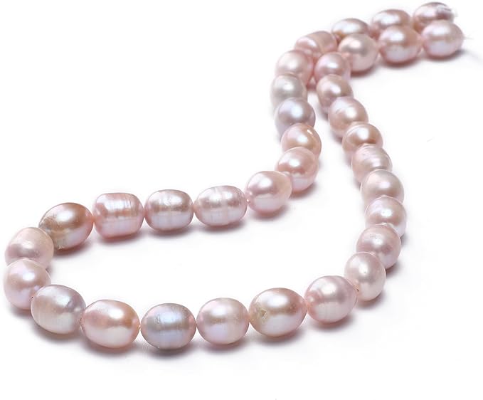 Natural Pearl Beads Rice 9-10mm Purple Freshwater Cultured Loose Gemstone Beads for DIY Jewelry Making 13.8''/Strand HQ