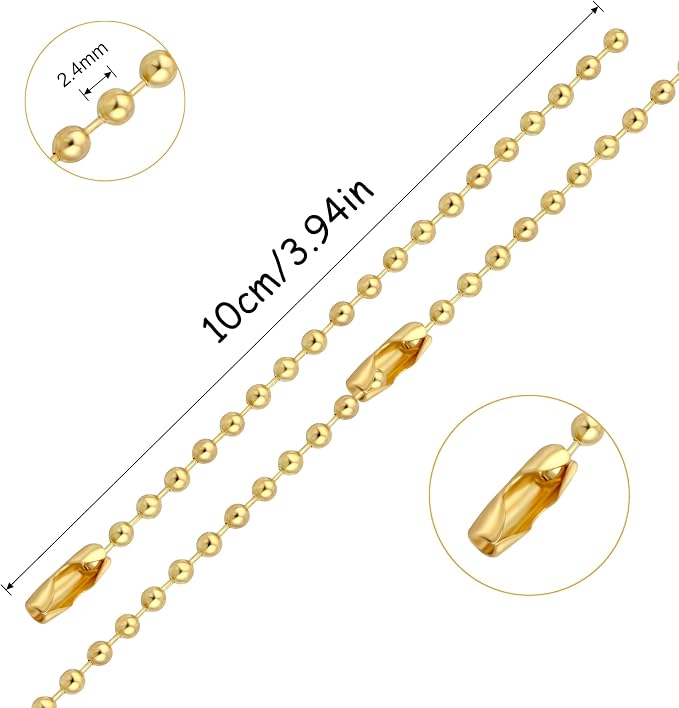 Lemonkey 100Pcs Ball Beads Chain Bulk, 4 Inch Dog Tag Metal Small Chain - Image 2