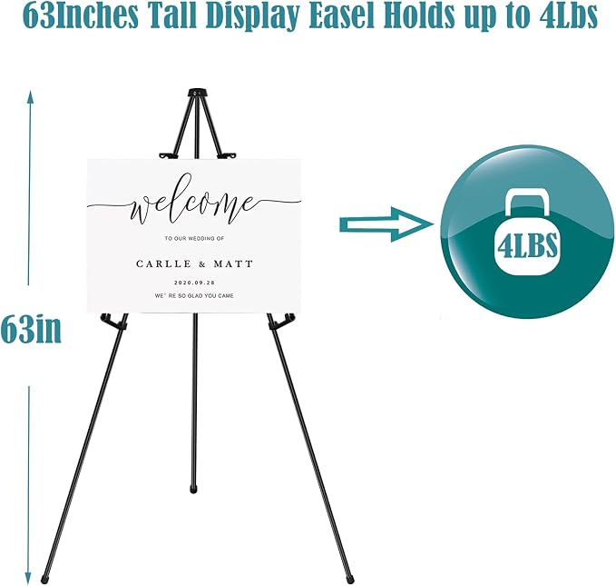 63" Easel Stand for Wedding Sign - Image 3