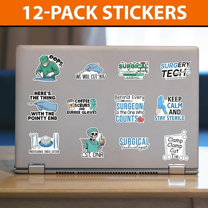 MAIANEY Surgical Tech Sticker Pack – Funny Medical Scrub Stickers - Image 2